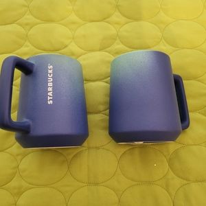 Set of 2 Starbucks Blue and Green Mugs